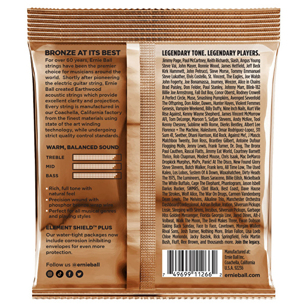 ERNIE BALL P03548 Earthwood Light 8020 Phosphor Bronze 11-52 Akustik Gitar Teli 3lü Pk.